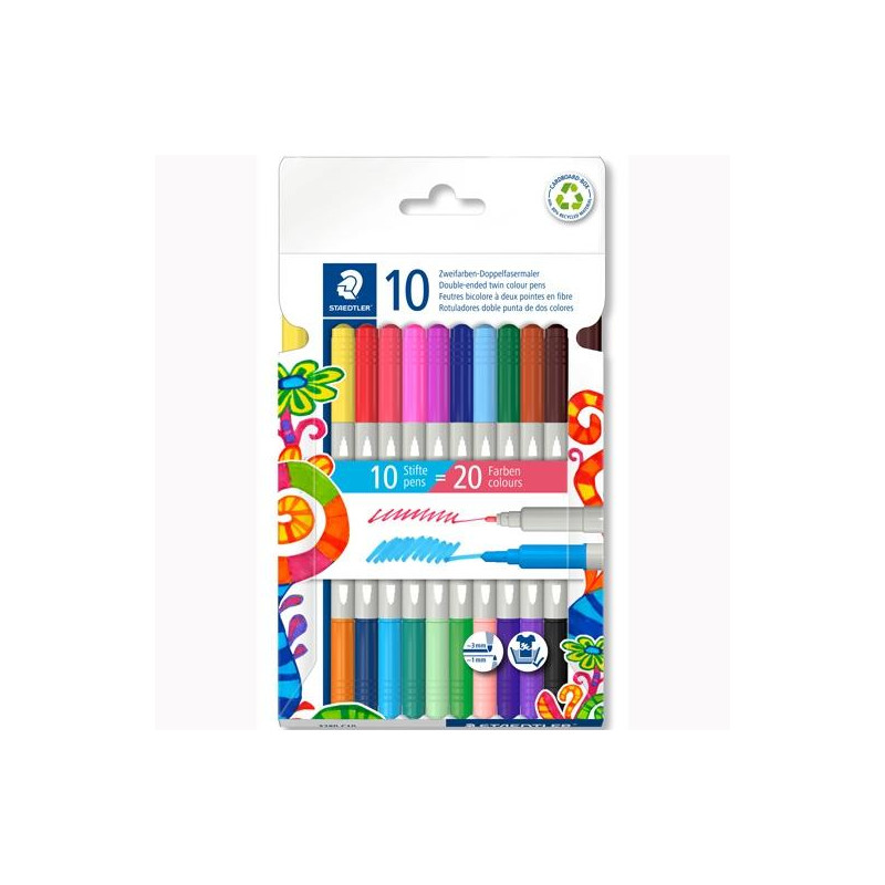 3280 C10 STAEDTLER ESTUCHE 10 ROTULADORES NORIS 3280 DOBLE PUNTA C/SURTIDOS