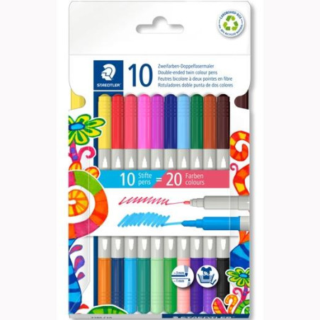 3280 C10 STAEDTLER ESTUCHE 10 ROTULADORES NORIS 3280 DOBLE PUNTA C/SURTIDOS