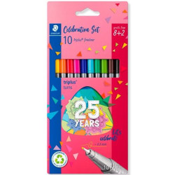 334 BK10 TA STAEDTLER ESTUCHE 8+2 ROTULADORES TRIPLUS FINELINER 334 PUNTA SUPERFINA C/SURTIDOS