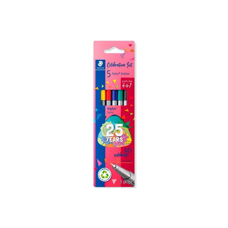 334 BK5 TA STAEDTLER ESTUCHE 4+1 ROTULADORES TRIPLUS FINELINER 334 PUNTA SUPERFINA C/SURTIDOS