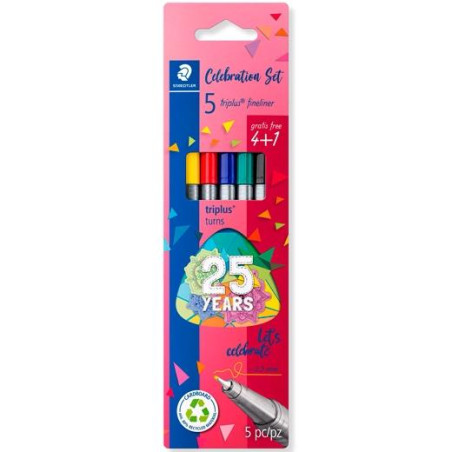 334 BK5 TA STAEDTLER ESTUCHE 4+1 ROTULADORES TRIPLUS FINELINER 334 PUNTA SUPERFINA C/SURTIDOS