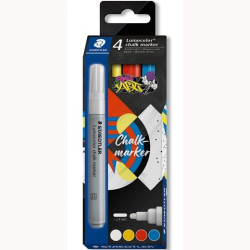 344 C4 STAEDTLER MARCADOR DE TIZA LÍQUIDA LUMOCOLOR 344 C/SURTIDOS ESTUCHE 4 UD