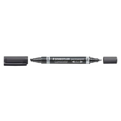 348 B-9 STAEDTLER MARCADOR PERMANENTE DÚO LUMOCOLOR 348 B DOBLE PUNTA FINA/BISELADA NEGRO