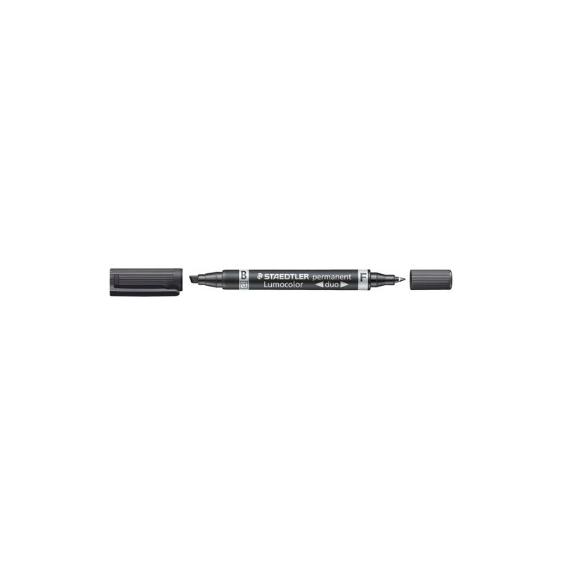 348 B-9 STAEDTLER MARCADOR PERMANENTE DÚO LUMOCOLOR 348 B DOBLE PUNTA FINA/BISELADA NEGRO