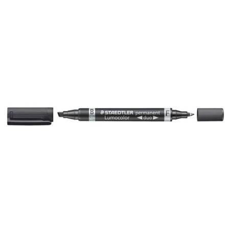 348 B-9 STAEDTLER MARCADOR PERMANENTE DÚO LUMOCOLOR 348 B DOBLE PUNTA FINA/BISELADA NEGRO