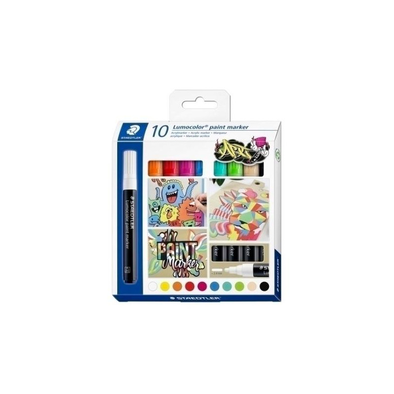 349 C10 STAEDTLER MARCADOR ESPECIAL LUMOCOLOR 349 PERMANENTE C/SURTIDOS ESTUCHE 10 UD