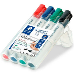 351 WP4 STAEDTLER ROTULADORES PIZARRA BLANCA LUMOCOLOR PUNTA REDONDA C/SURTIDOS ESTUCHE 4 UD