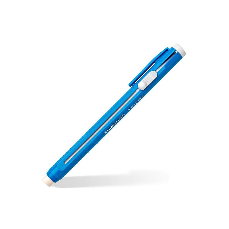 528 50 STAEDTLER PORTAGOMAS MARS PLASTIC CON CLIP + GOMA DE RECARGA AZUL