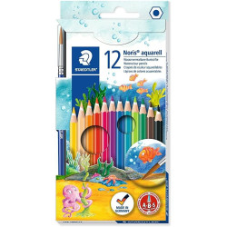 144 10NC12 STAEDTLER LÁPICES DE COLORES NORIS AQUARELL + PINCEL SURTIDOS EN ESTUCHE 12 UD