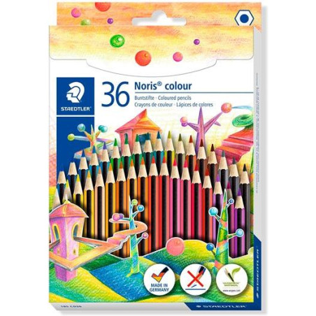 185 CD36 STAEDTLER LÁPICES DE COLORES NORIS COLOUR WOPEX ECOLÓGICO ESTUCHE 36U