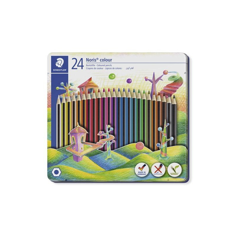 185 M24 STAEDTLER LÁPICES DE COLORES NORIS COLOUR SURTIDOS EN ESTUCHE METÁLICO 24U