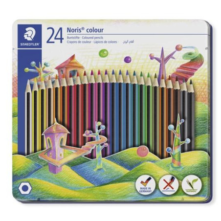 185 M24 STAEDTLER LÁPICES DE COLORES NORIS COLOUR SURTIDOS EN ESTUCHE METÁLICO 24U