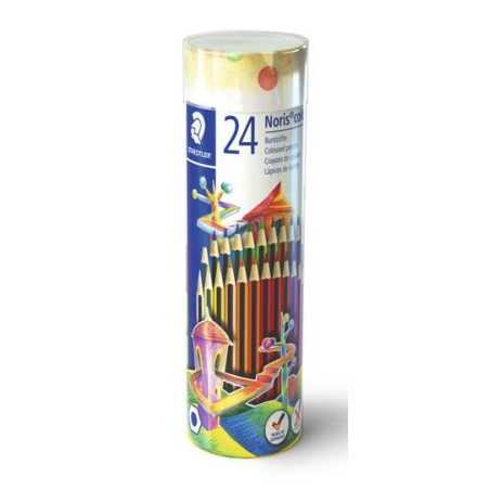 185 MD24 STAEDTLER LÁPICES DE COLORES NORIS COLOUR SURTIDOS EN BOTE METÁLICO 24U