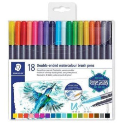 3001 TB18 STAEDTLER ROTULADORES DESIGN JOURNEY DOBLE PUNTA FINA/PINCEL ACUARELABLES C/SURTIDOS ESTUCHE 18 UD