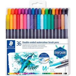 3001 TB36 STAEDTLER ROTULADORES DESIGN JOURNEY DOBLE PUNTA FINA/PINCEL ACUARELABLES C/SURTIDOS ESTUCHE 36 UD