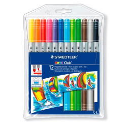 320 NWP12 STAEDTLER ROTULADORES DOBLE PUNTA 1/3 MM COLORES SURTIDOS ESTUCHE 12 UD