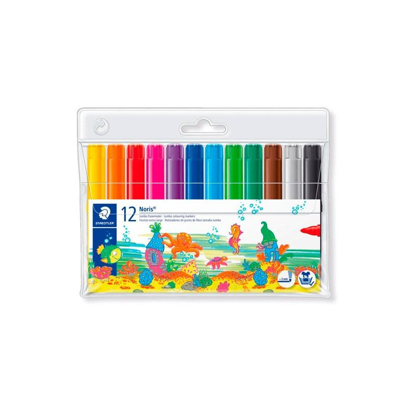 340 C12 STAEDTLER ROTULADOR GRUESO NORIS CLUB COLORES SURTIDOS ESTUCHE 12 UD