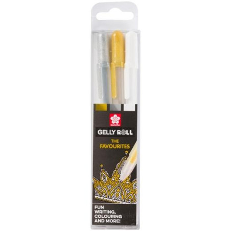 POXPGBMIX3A TALENS SAKURA ESTUCHE DE 3 BOLÍGRAFOS GELLY ROLL MIXED ORO/PLATA/BLANCO