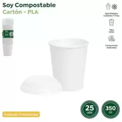 10317 MAXI PRODUCTS VASO 350CC CARTÓN TAPA DRINK BLANCO PACK 25 UD