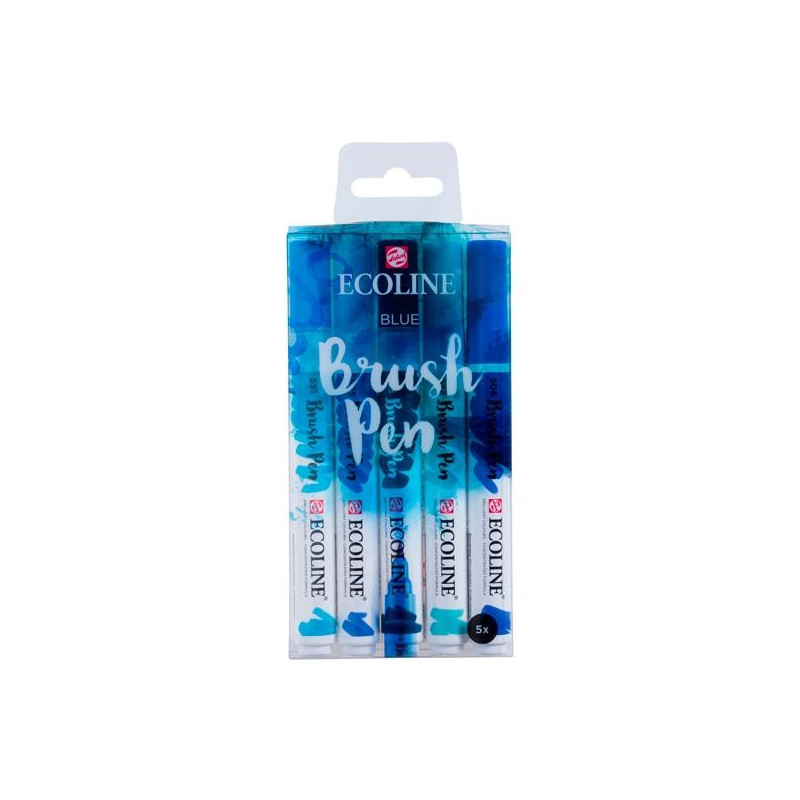 11509905 TALENS ECOLINE ROTULADORES BRUSH PEN PUNTA PINCEL AZUL ESTUCHE 5 UD