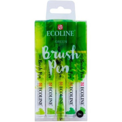 11509906 TALENS ECOLINE ROTULADORES BRUSH PEN PUNTA PINCEL VERDE ESTUCHE 5 UD