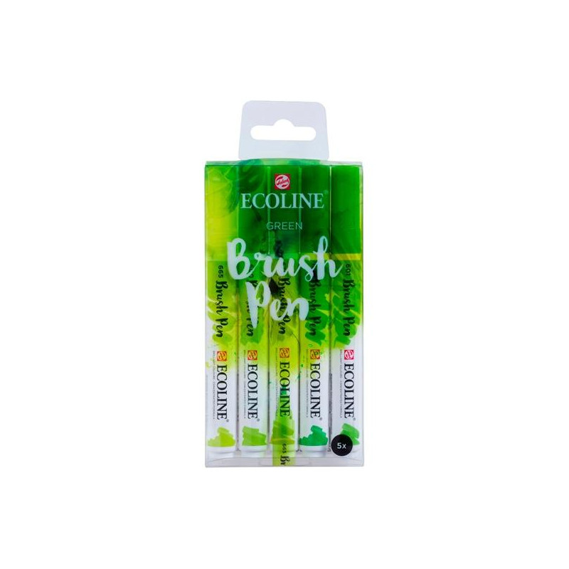 11509906 TALENS ECOLINE ROTULADORES BRUSH PEN PUNTA PINCEL VERDE ESTUCHE 5 UD