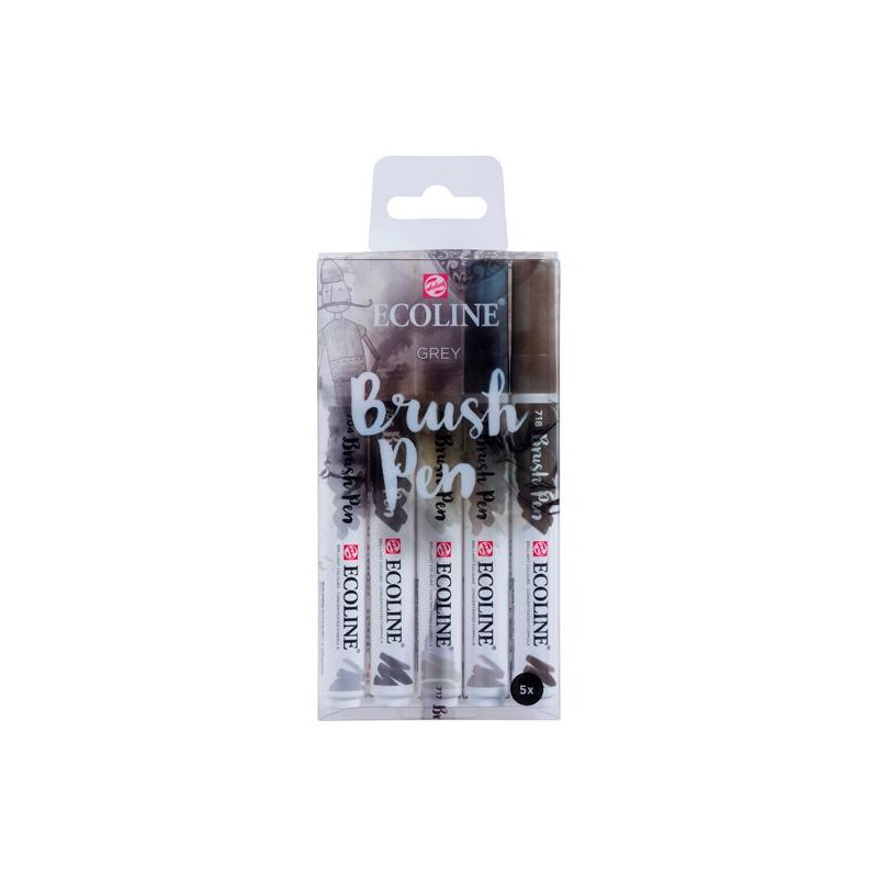 11509907 TALENS ECOLINE ROTULADORES BRUSH PEN PUNTA PINCEL GRIS ESTUCHE 5 UD