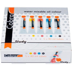 25820505 TALENS COBRA STUDY SET ESTUCHE 5 TUBOS DE 40ML COLORES AL ÓLEO PRIMARIOS SURTIDOS