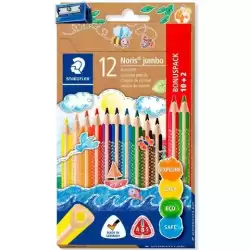 128 NC12P1 STAEDTLER LÁPICES DE COLORES JUMBO 128 SURTIDOS ESTUCHE 10+2 UD + SACAPUNTAS DE REGALO