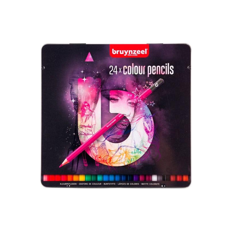 60212124 TALENS BRUYNZEEL LÁPICES DE COLORES SURTIDO CLARO ESTUCHE METÁLICO 24 UD