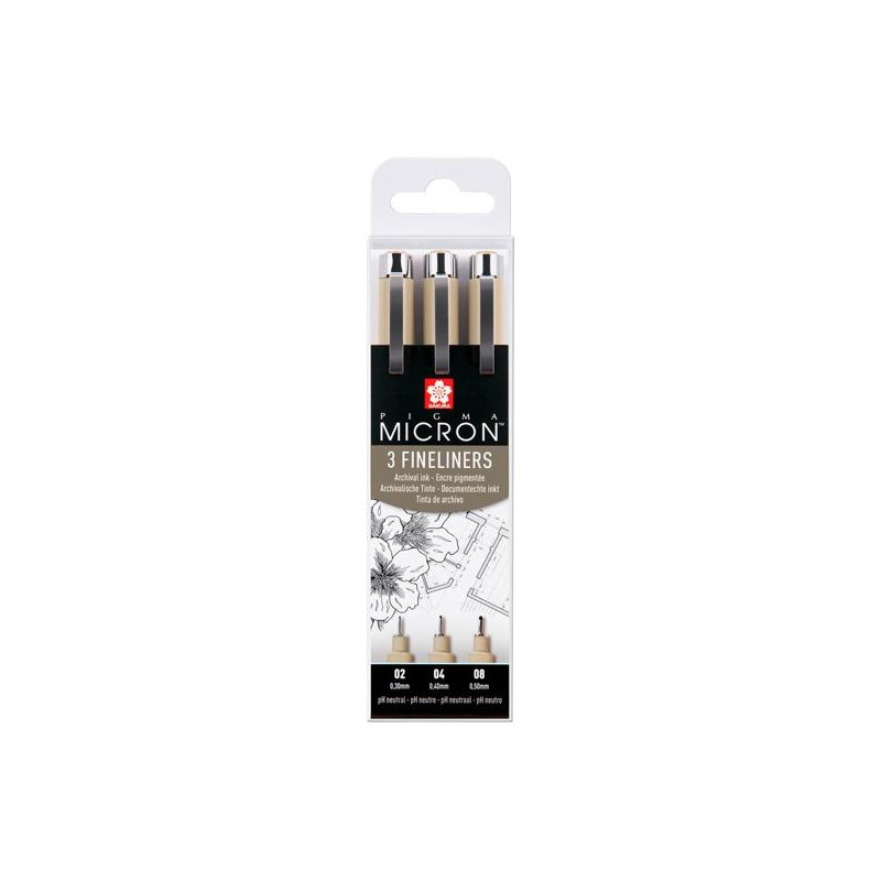 POXSDK3 TALENS SAKURA ROTULADORES PERMANENTES PIGMA MICRON FINELINER ESTUCHE DE 3 NEGRO