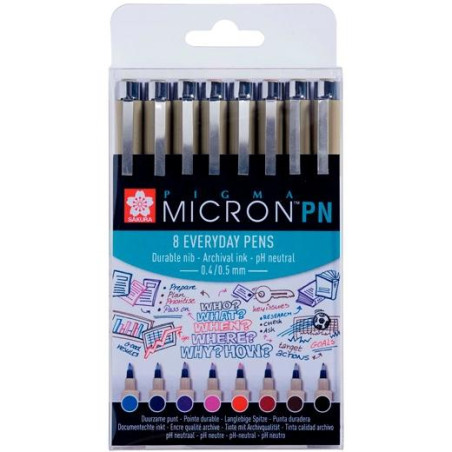 POXSDKPN8 TALENS SAKURA ROTULADORES PIGMA MICRON PN COLORES SURTIDOS ESTUCHE 8 UD