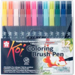 XBR12A TALENS SAKURA ROTULADORES PUNTA PINCEL KOI COLOURING BRUSH PEN ESTUCHE DE 12 C/SURTIDOS