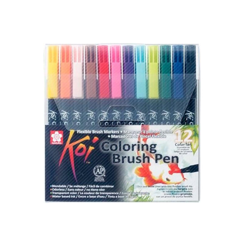 XBR12A TALENS SAKURA ROTULADORES PUNTA PINCEL KOI COLOURING BRUSH PEN ESTUCHE DE 12 C/SURTIDOS