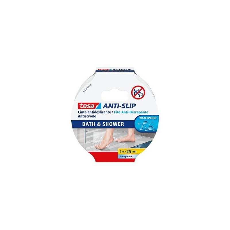 55533-00001-11 TESA CINTA ANTIDESLIZANTE ADHESIVA BAÑO 25MM X 5M TRANSPARENTE