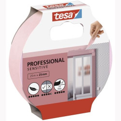 56260-00001-02 TESA CINTA ADHESIVA DE ENMASCARAR PROFESSIONAL SENSITIVE PARA PINTOR ROLLO 25MX25MM ROSA