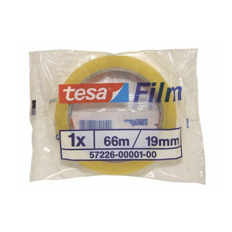 57226-00001-01 TESA FILM CINTA ADHESIVA TRANSPARENTE STANDARD ROLLO 19MM X 66M EN BOLSITA