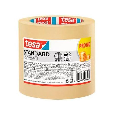 59006-00000-00 TESA CINTA DE ENMASCARAR STANDARD ADHESIVA PARA PINTOR 50MX50MM EN PACK DE 2 ROLLOS