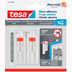 77774-00001-00 TESA PACK DE 2 CLAVO ADHESIVO AJUSTABLE HASTA 1KG PARA PARED LISA