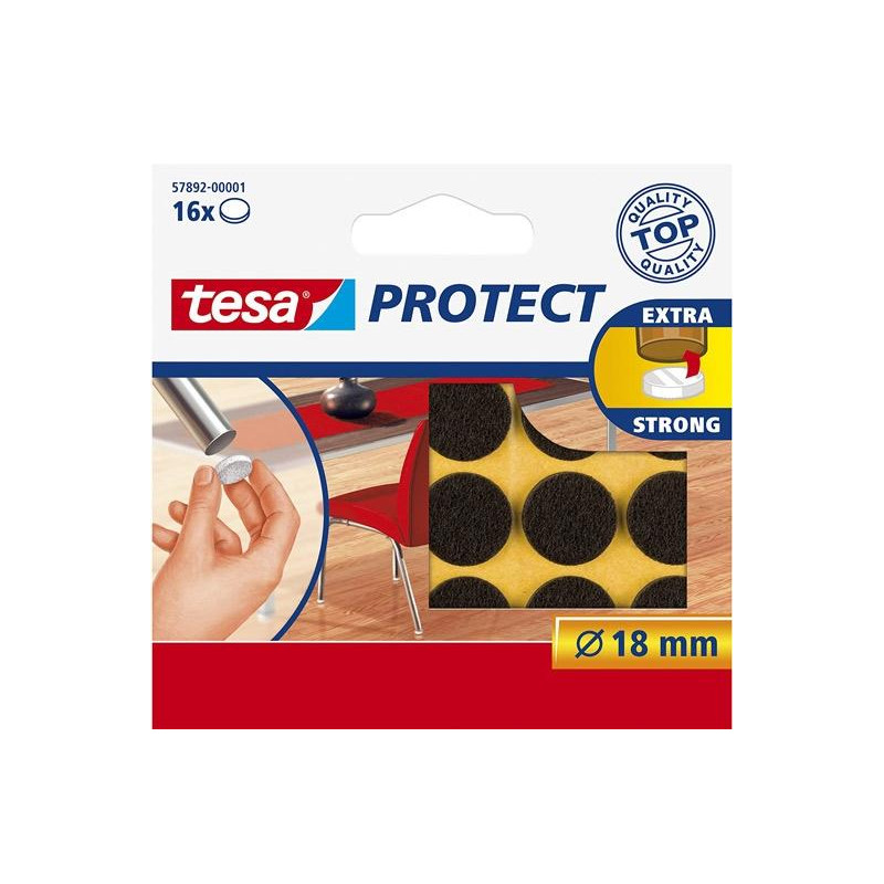 57892-00001-01 TESA FIELTRO PROTECTOR ANTIRASGUÑOS DIAMETRO Ø18MM MARRÓN -BLISTER 16U-