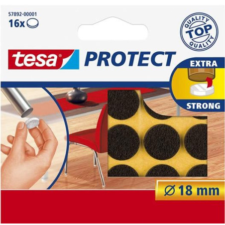 57892-00001-01 TESA FIELTRO PROTECTOR ANTIRASGUÑOS DIAMETRO Ø18MM MARRÓN -BLISTER 16U-