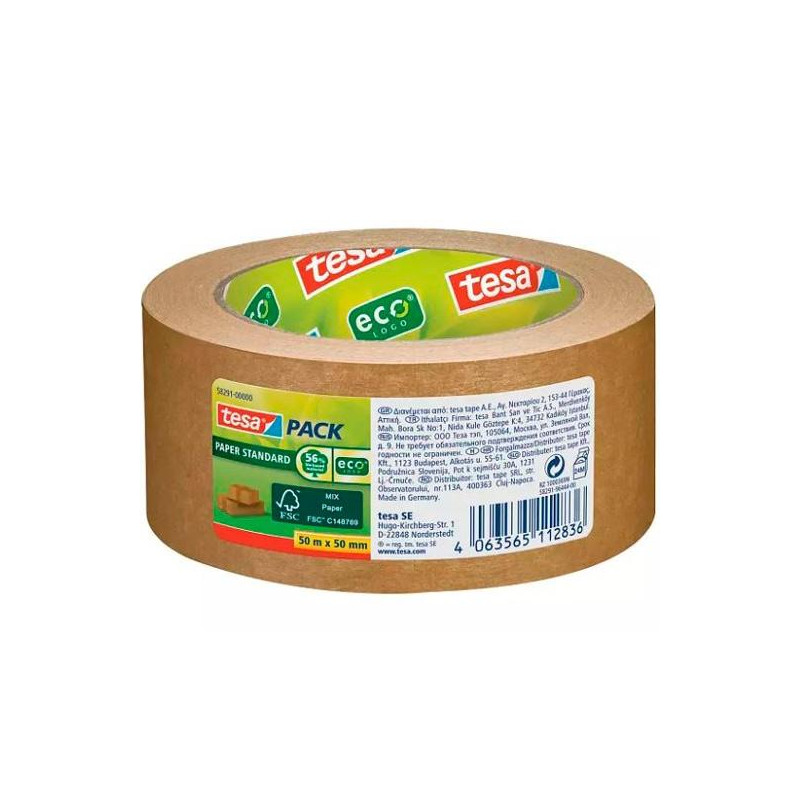 58291-00000-01 TESA CINTA DE EMBALAJE TESAPACK ESTÁNDAR ECOLOGO ROLLO 50MX50MM PAPEL MARRÓN