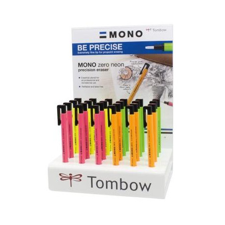 EH-KU-24P-2-A TOMBOW BORRADOR DE PRECISIÓN MONO ZERO P/REDONDA EXPOSITOR 24 COLORES SURTIDOS