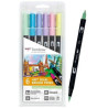 ABT-6C-4 TOMBOW ABT DUAL BRUSH ROTULADORES DOBLE PUNTA FINA/PINCEL C/SURTIDOS CANDY ESTUCHE 6 UD