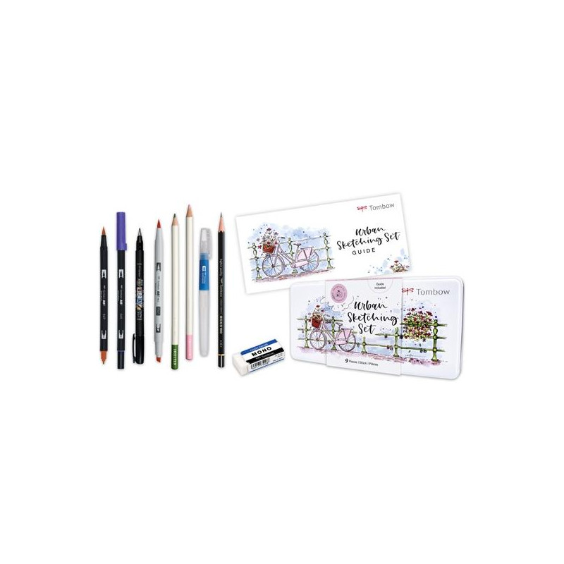 URBAN-SET TOMBOW URBAN SKETCHING SET DE 9 PIEZAS CAJA METÁLICA