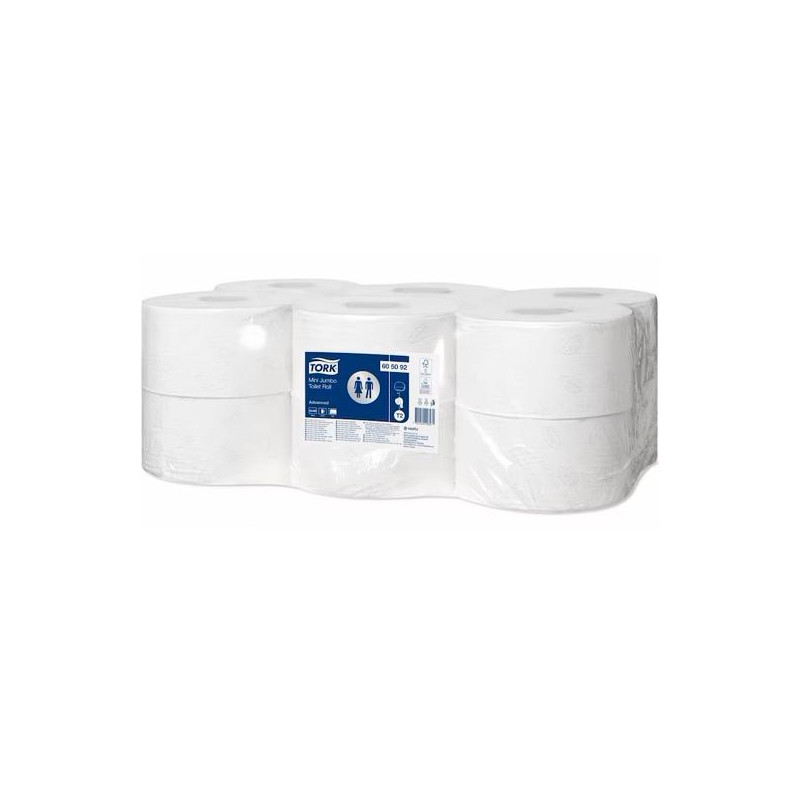 605092 TORK PAPEL HIGIÉNICO 2C MINI JUMBO ADVANCED BOLSA DE 12 BLANCO