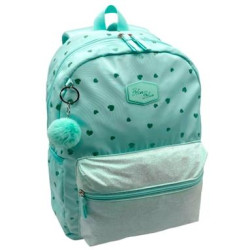 T433-1033 TOYBAGS MOCHILA AMERICANO BLIN-BLIN CORAZONES MENTA COMPARTIMENTO PARA PORTÁTIL 15