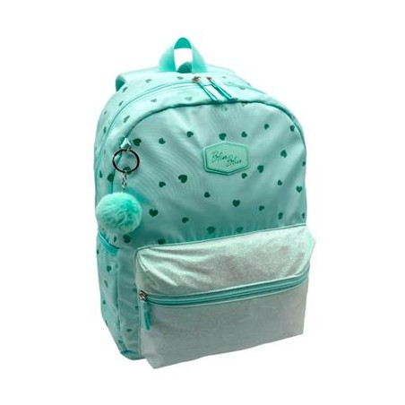 T433-1033 TOYBAGS MOCHILA AMERICANO BLIN-BLIN CORAZONES MENTA COMPARTIMENTO PARA PORTÁTIL 15