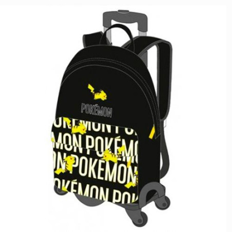 T964-952 TOYBAGS MOCHILA POKEMON PIKACHU ADAPTABLE CON TROLLEY DE 4 RUEDAS MULTIDIRECCIONALES DOBLE COMPARTIMENTO