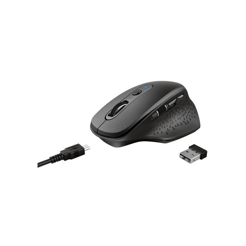 23812 TRUST RATÓN OZAA INALÁMBRICO ERGONÓMICO DIESTROS 2400DPI RECARGABLE USB 6 BOTONES NEGRO